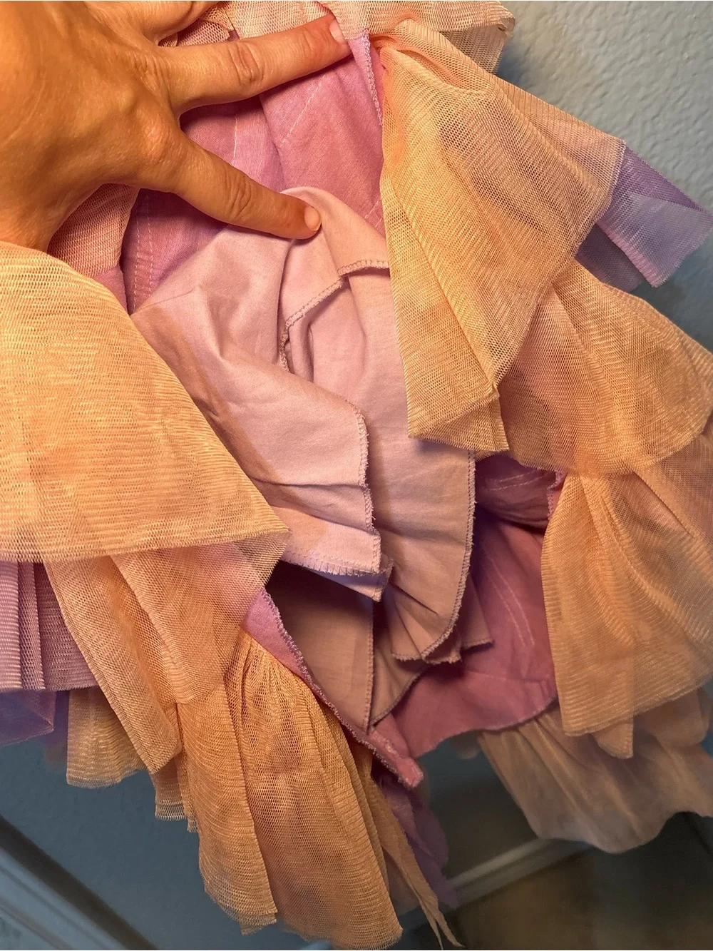 Mimi Tutu Party Dress Lila Elbise Ruffles Lavender & Peach W/Flowers Size 6 NWT